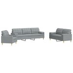 vidaXL Ensemble de canapés 3 Pièces coussins décoratifs gris clair tissu