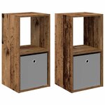 vidaXL Table de chevet 2 pc Bois ancien 35 x 32 x 68 5 cm