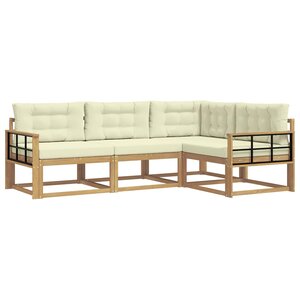 vidaXL Ensemble de canapés d'extérieur 3 pc Blanc et crème Polyester