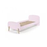 KIDDY Lit simple en bois laqué et brut et sommier 90x200cm vieux Rose