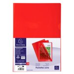 Sachet De 10 Pochettes Coin Pvc Lisse Haute Résistance 13/100e - A4 - Rouge - X 10 - Exacompta