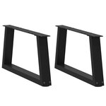 vidaXL Pieds de table basse en forme de V  2 pièces  noir  60 x (30-31 3) cm  acier