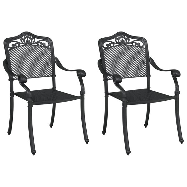 Chaises de jardin vidaXL 2 Pièces en alu moulé noir