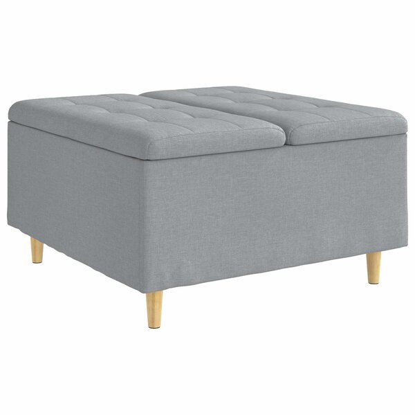 vidaXL Pouf de rangement avec coussin Gris clair 80 x 80 x 45 cm tissu
