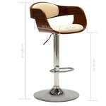 vidaXL Tabouret de bar Crème Bois courbé et similicuir