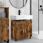 vidaXL Unité de vanité de salle de bain Chêne fumé 60 x 35 x 60 cm