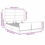 vidaXL Cadre de lit avec tête de lit Crème 140 x 200 cm tissu