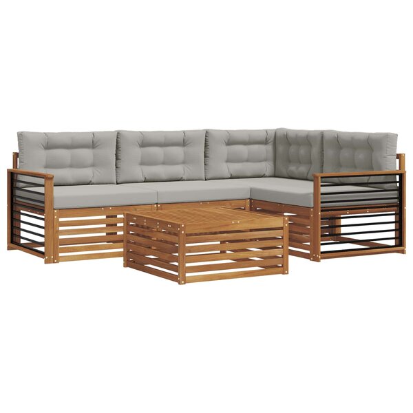 vidaXL Ensemble de canapés d'extérieur 5 pc Gris Naturel et Clair