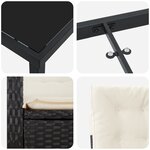 vidaXL Ensemble de jardin 7 pièces avec coussins en rotin noir