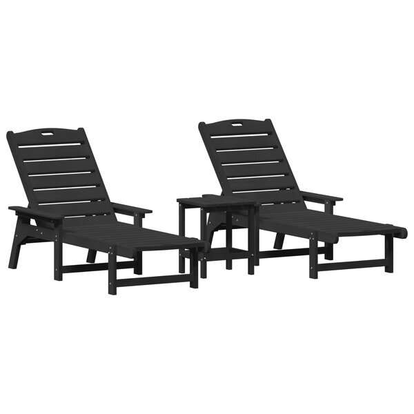 Ensemble de salon de jardin en 3 pièces vidaXL - Noir HDPE