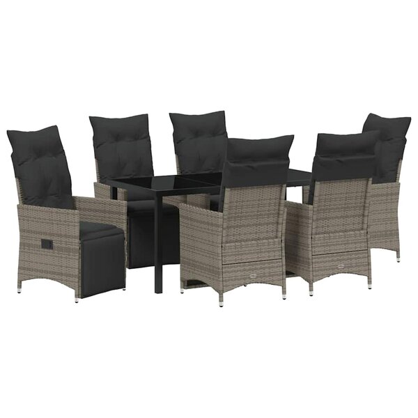 vidaXL Ensemble de salle à manger pour jardin 7 Pièces Gris Poly rotin