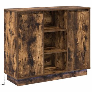 vidaXL Buffet LED Chêne fumé 90 x 32 x 75 cm Bois d'ingénierie