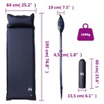 vidaXL Matelas de camping autogonflant avec oreiller 1 personne gris