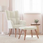 vidaXL Chaise de relaxation avec repose-pied Blanc crème Velours