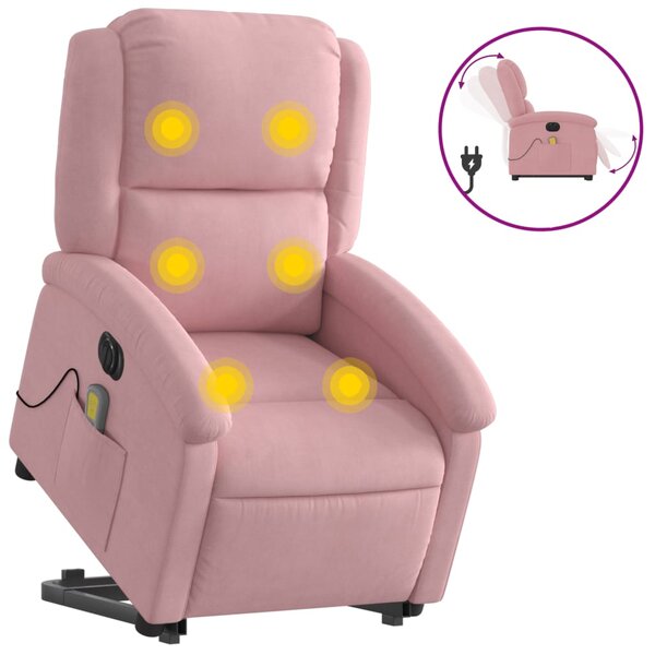 vidaXL Fauteuil inclinable de massage électrique rose velours
