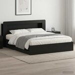 vidaXL Cadre de lit avec rangement Noir 180 x 200 cm Bois d'ingénierie