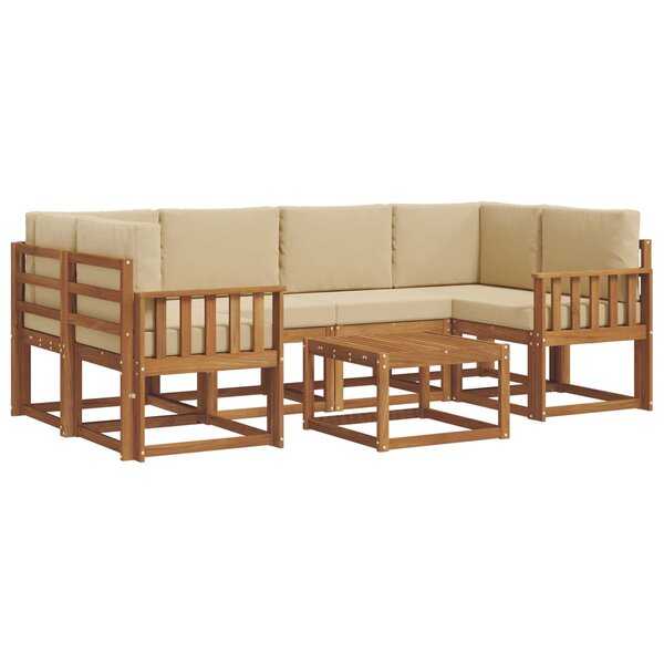 vidaXL Ensemble de canapés d'extérieur 7 Pièces Naturel et Beige