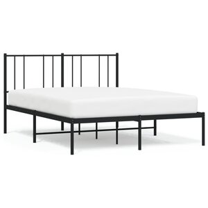 vidaXL Cadre de lit métal avec tête de lit noir 140x190 cm