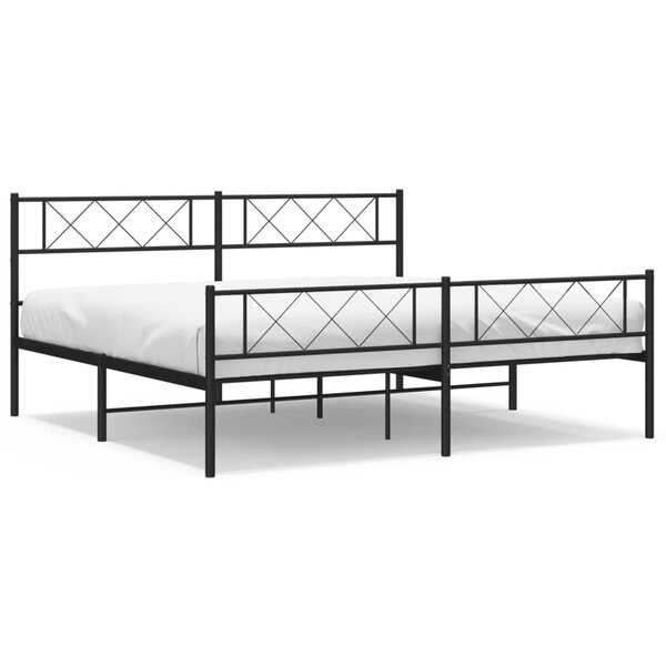 vidaXL Cadre de lit métal avec tête de lit/pied de lit noir 193x203 cm
