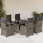 vidaXL Ensemble à manger de jardin et coussins 7 Pièces gris rotin