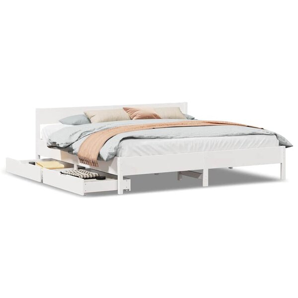vidaXL Cadre de lit sans matelas blanc 180x200 cm bois massif de pin