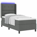 vidaXL Lit à ressort LED avec matelas Gris foncé 100 x 200 cm tissu