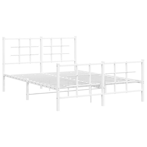 vidaXL Cadre de lit métal avec tête de lit/pied de lit blanc 135x190cm