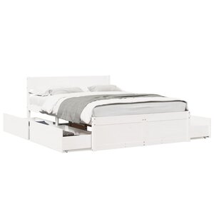 vidaXL Cadre de lit sans matelas blanc 135x190 cm bois de pin massif