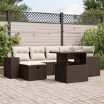 vidaXL Salon de jardin avec coussins 7 Pièces marron résine tressée