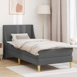 vidaXL Cadre de lit avec matelas Gris 90 x 190 cm Polyester