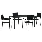 vidaXL Ensemble de repas de jardin 5 pièces en poly rattan noir