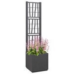 vidaXL Pot de jardin gris foncé avec treillis - 36x36x140 cm