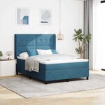 vidaXL Lit à ressorts avec bandes LED Bleu 140 x 190 cm Velours