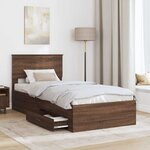 vidaXL Cadre de lit avec tiroir Chêne Marron et Argent 90 x 190 cm