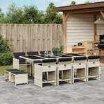vidaXL Ensemble à manger de jardin et coussins 13 Pièces gris clair rotin