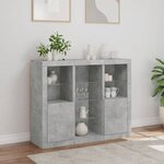 vidaXL Buffets avec lumières LED 3 Pièces gris béton bois d'ingénierie