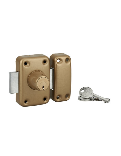 THIRARD - Verrou double entrée Apache pour porte d'entrée  cylindre 50mm  acier  3 clés  époxy or - THIRARD