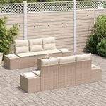 vidaXL Ensemble de canapé de jardin 8 Pièces Beige et crème polyrotin