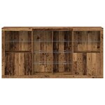 Buffet vidaXL avec lumières LED Bois vieux 202x37x100 cm Bois reconstitué