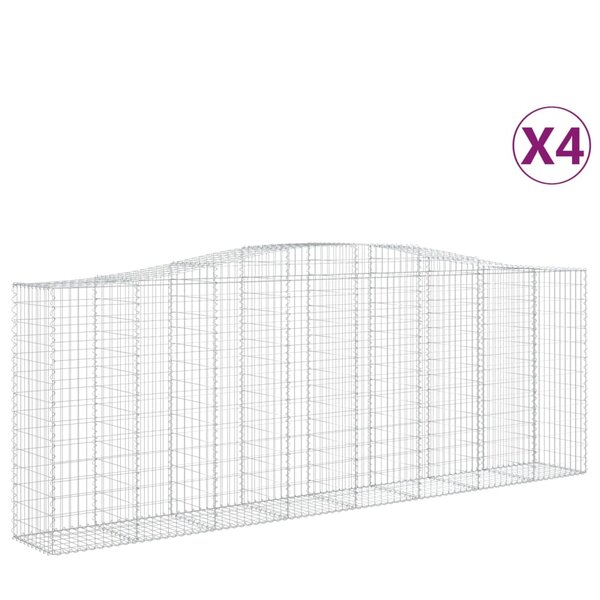 vidaXL Paniers à gabions arqués 4 Pièces 400x50x140/160 cm Fer galvanisé