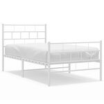 vidaXL Cadre de lit métal avec tête de lit/pied de lit blanc 100x190cm