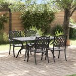 vidaXL Ensemble de salle à manger de jardin en aluminium coulé noir de 5 pièces