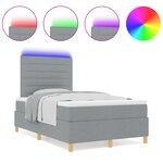 vidaXL Lit Box Spring avec matelas & lumière LED gris clair 120x190 cm en tissu