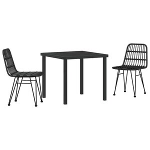 vidaXL Ensemble de salle à manger pour jardin 3 Pièces Noir