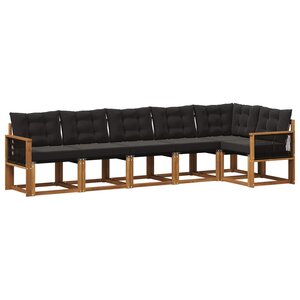 vidaXL Ensemble de canapés d'extérieur 6 Pièces Naturel et noir