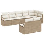 Ensemble de Canapés de Jardin 8 Pièces avec Coussins Beige Poly Rotin