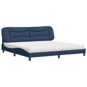 vidaXL Lit avec matelas Hvar bleu 200x200 cm tissu