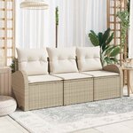 vidaXL Ensemble de canapé de jardin 3 Pièces Beige Poly rotin