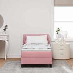 Lit boxspring vidaXL avec matelas rose 80x200 cm en velours