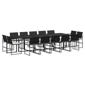 vidaXL Ensemble à manger de jardin 15 Pièces coussins noir résine tressée